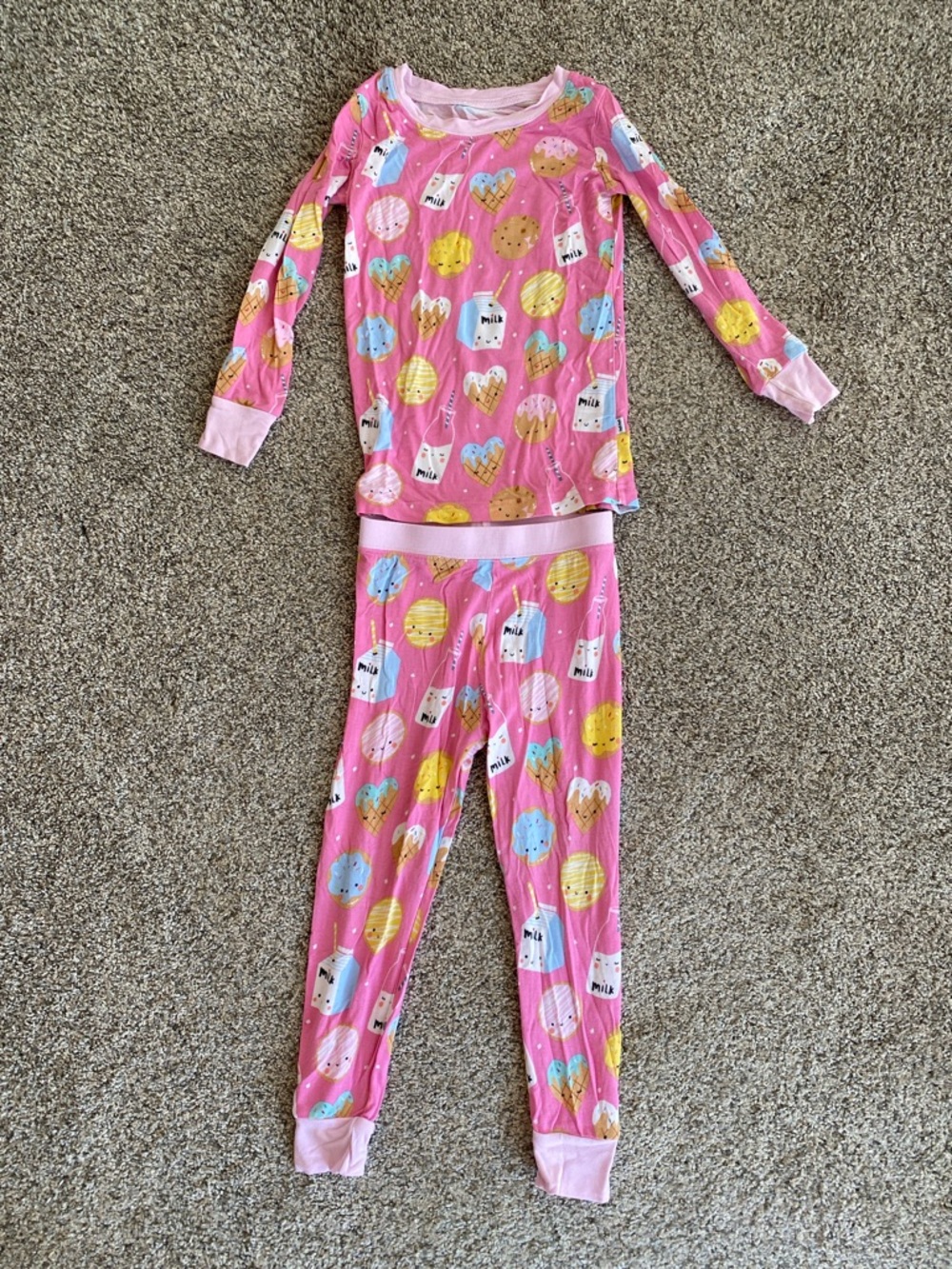 Little Sleepies 18-24 month Girls' Pink Cookies & Milk Print Pajama Set